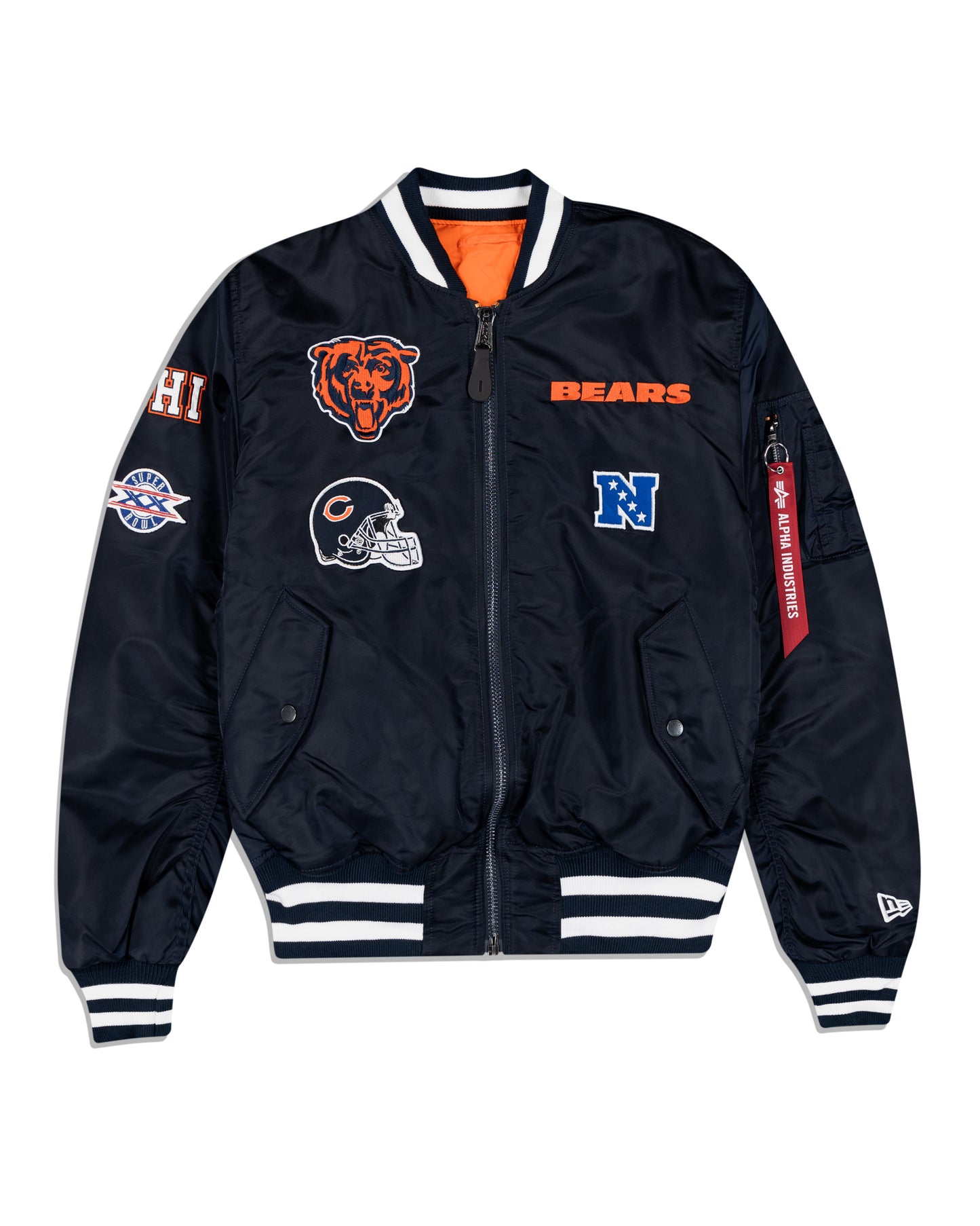 Men's Chicago Bears Alpha Industries X New Era Navy MA-1 Bomber Jacket