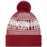Men's Alabama Crimson Tide Crimson NCAA New Era Knitstripe Cuffed Pom Knit Hat - Pro Jersey Sports