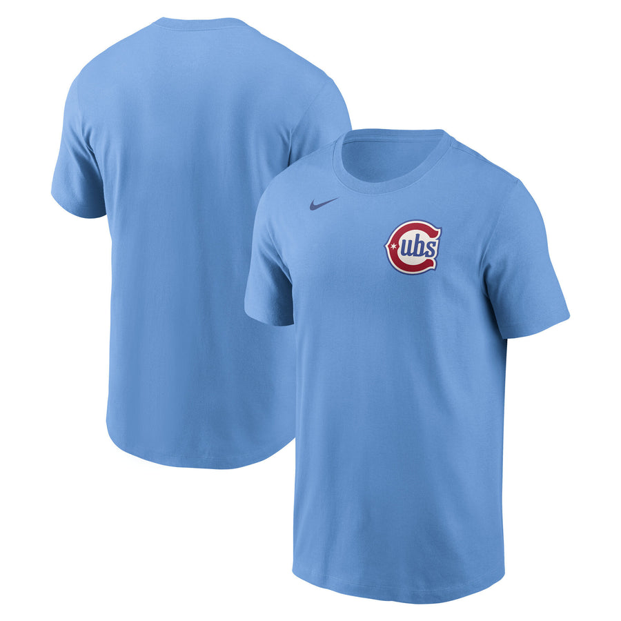 Mens Chicago Cubs Nike Valor Blue 2nd Alternate Wordmark T-Shirt