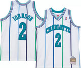 Men's Mitchell & Ness Larry Johnson Charlotte Hornets White 1992-93 Hardwood Classics Swingman Jersey - Pro Jersey Sports