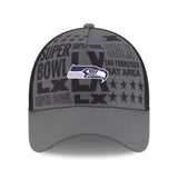 Men's Seattle Seahawks New Era Charcoal Super Bowl LX 9FORTY A-Frame Trucker Adjustable Hat - Pro Jersey Sports