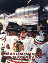 Niklas Hjalmarsson 2009-10 Stanley Cup Champion Chicago Blackhawks Action Photo (8X10) - Pro Jersey Sports