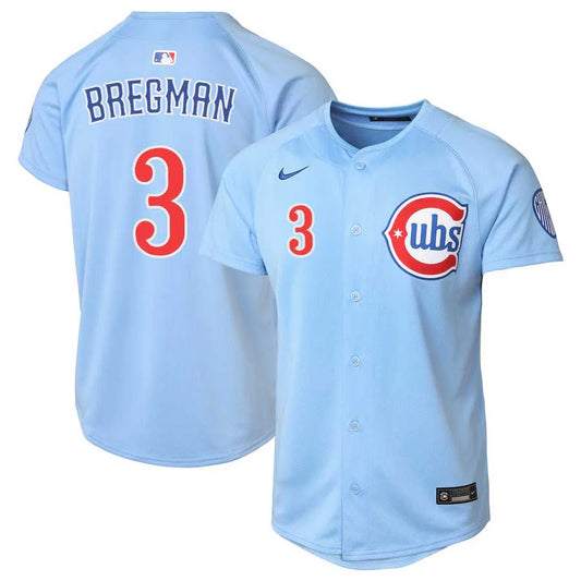 NIKE Youth Chicago Cubs Alex Bregman Light Blue 2nd Alternate Replica Jersey