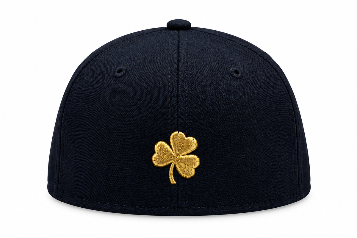 Men's New Era Notre Dame Fighting Navy Primary Metallic Gold Logo 59FIFTY Fitted Hat