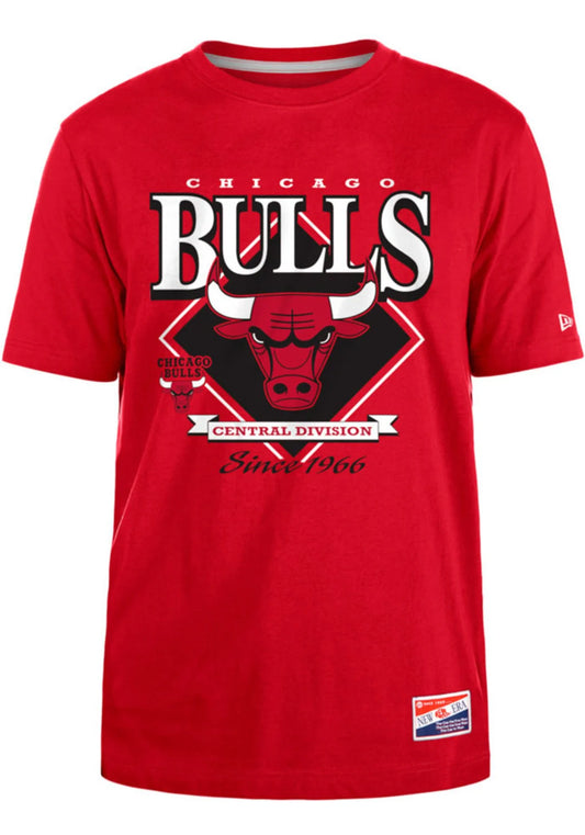 Men's Chicago Bulls Central Division Red New Era Throwback Tee