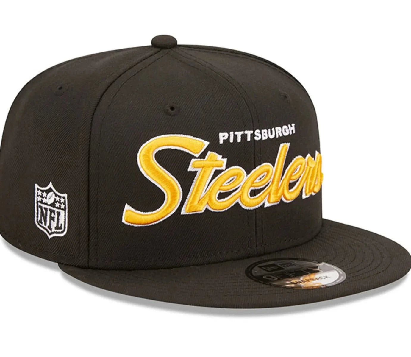 Mens Pittsburgh Steelers New Era Black Script 9FIFTY Snapback Hat