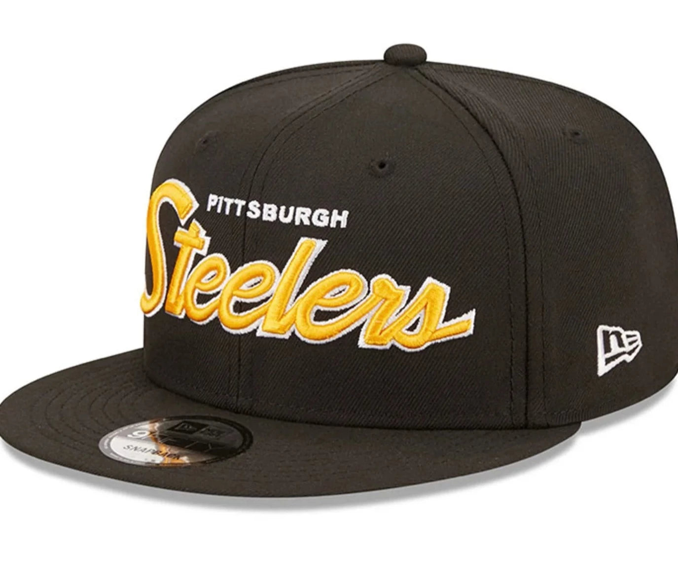 Mens Pittsburgh Steelers New Era Black Script 9FIFTY Snapback Hat