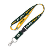 Green Bay Packers Slogan 1" Lanyard with Detachable Buckle By Wincraft - Pro Jersey Sports