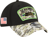 Men's Seattle Seahawks New Era Black 2021 Salute to Service 39THIRTY Flex Hat - Pro Jersey Sports