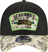 Men's Seattle Seahawks New Era Black 2021 Salute to Service 39THIRTY Flex Hat - Pro Jersey Sports