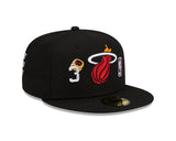 Men's New Era Black Miami Heat 3x World Champions Count the Rings 59FIFTY Fitted Hat - Pro Jersey Sports