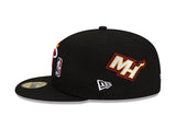 Men's New Era Black Miami Heat 3x World Champions Count the Rings 59FIFTY Fitted Hat - Pro Jersey Sports