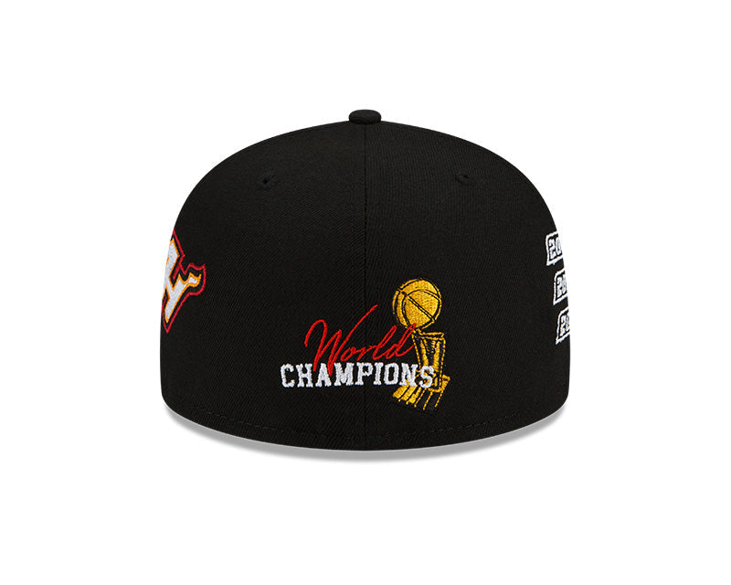 Men's New Era Black Miami Heat 3x World Champions Count the Rings 59FIFTY Fitted Hat