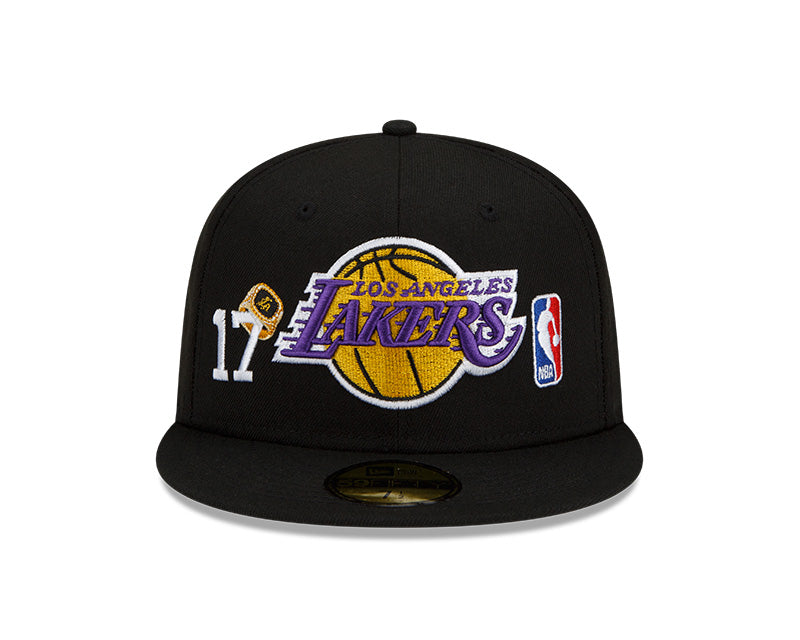 Los Angeles Lakers New Era Black 17x World Champions Count the Rings 59FIFTY Fitted Hat
