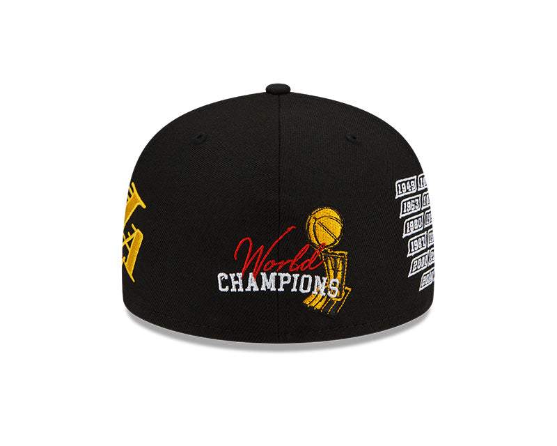 Los Angeles Lakers New Era Black 17x World Champions Count the Rings 59FIFTY Fitted Hat
