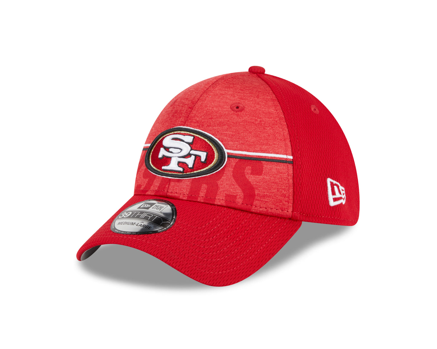 Men's San Francisco 49ers New Era NFL 2023 Training Camp Scarlet Primary Logo 39THIRTY Flex Fit Hat