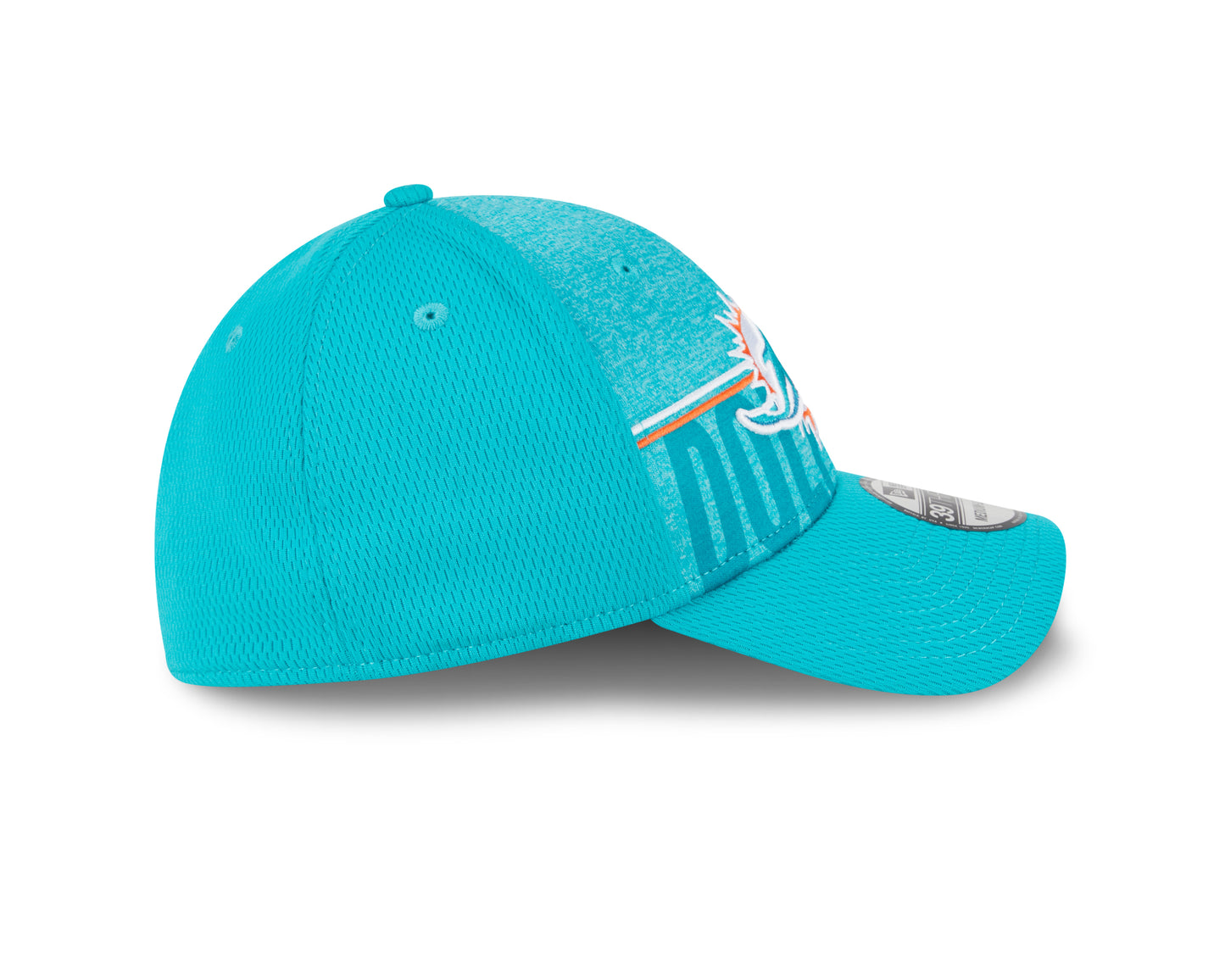 Men's Miami Dolphins New Era NFL 2023 Training Camp Aqua Primary Logo 39THIRTY Flex Fit Hat