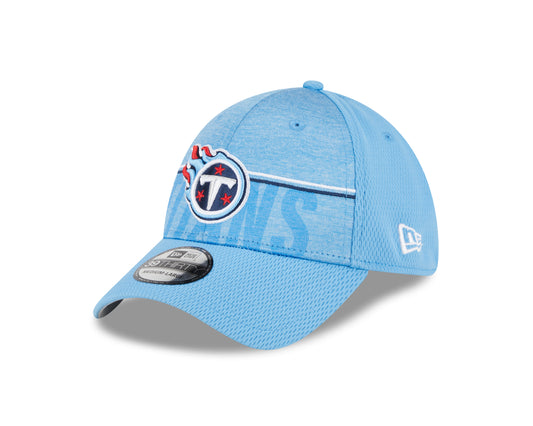 Men's Tennessee Titans New Era NFL 2023 Training Camp Blue Primary Logo 39THIRTY Flex Fit Hat