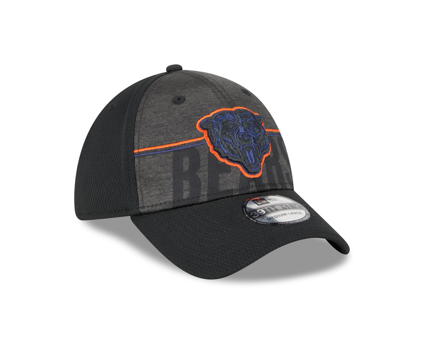 Men's Chicago Bears New Era NFL 2023 Training Camp Black Alternate Logo 39THIRTY Flex Fit Hat