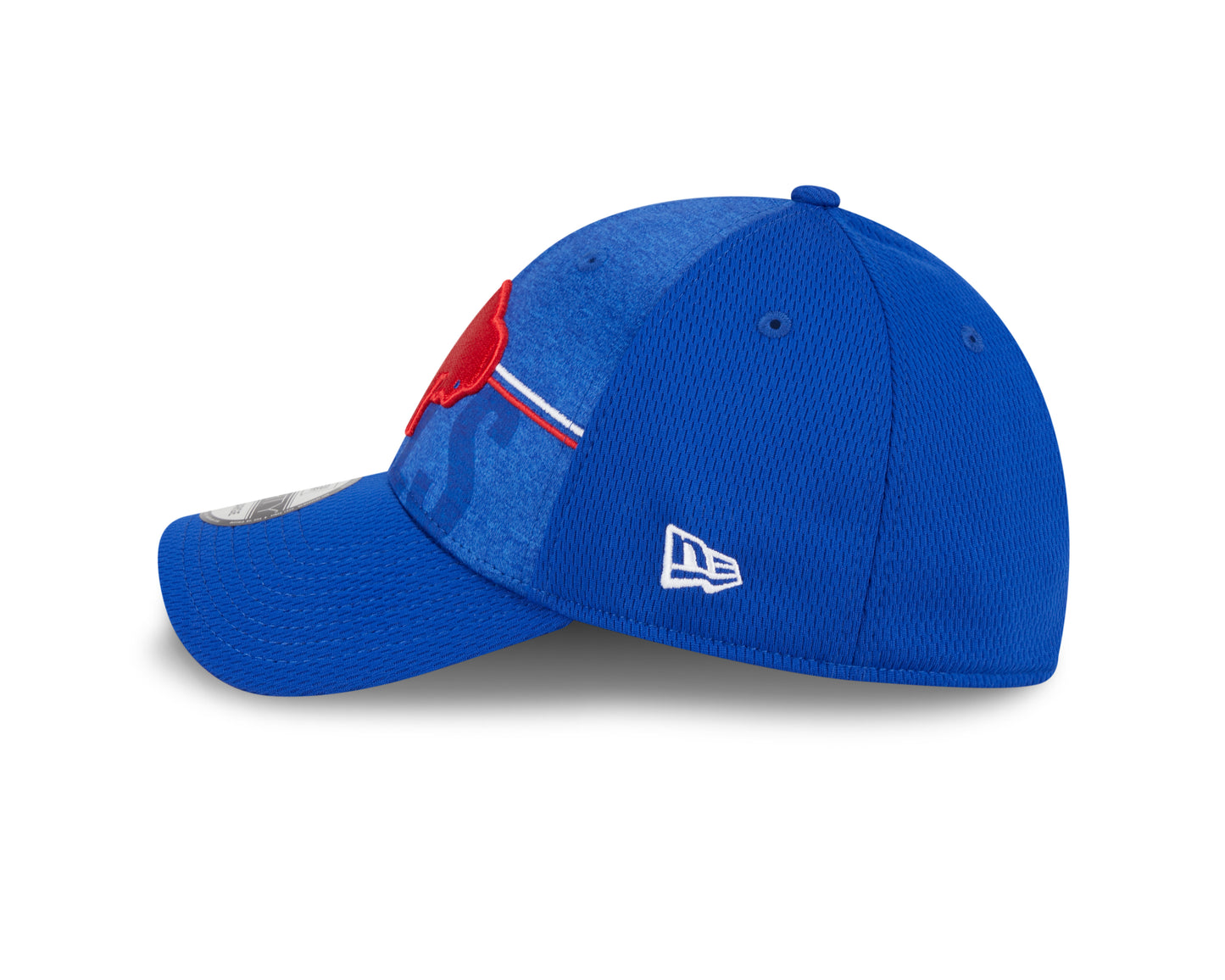 Men's Buffalo Bills New Era NFL 2023 Training Camp Royal Blue Throwback Logo 39THIRTY Flex Fit Hat