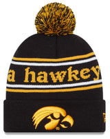 Iowa Hawkeyes Black New Era Marquee Cuffed Knit Hat with Pom - Pro Jersey Sports