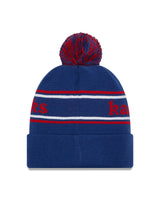 Kansas Jayhawks Blue New Era Marquee Cuffed Knit Hat with Pom - Pro Jersey Sports