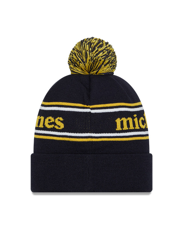 Michigan Wolverines Navy New Era Marquee Cuffed Knit Hat with Pom