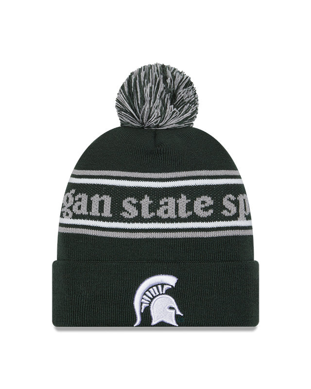 Michigan State Spartans Green New Era Marquee Cuffed Knit Hat with Pom