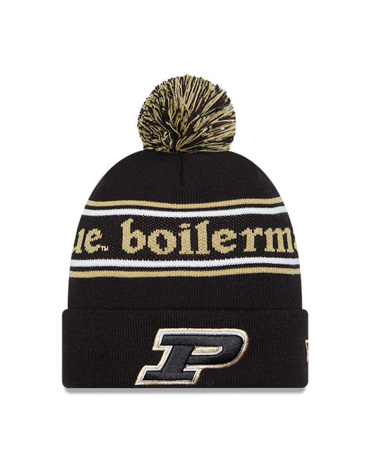 Purdue Boilermakers Black New Era Marquee Cuffed Knit Hat with Pom