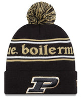 Purdue Boilermakers Black New Era Marquee Cuffed Knit Hat with Pom - Pro Jersey Sports