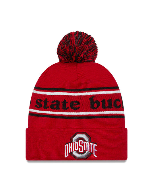 Ohio State Buckeyes Scarlet New Era Marquee Cuffed Knit Hat with Pom
