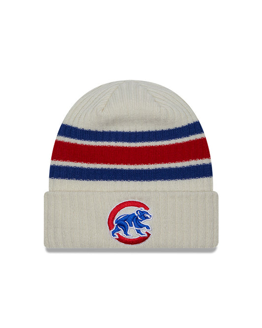 Men's Chicago Cubs New Era Off White Vintage Cuffed Knit Hat