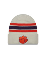 Clemson Tigers New Era Off White Vintage Cuffed Knit Hat - Pro Jersey Sports