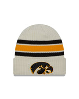 Men's Iowa Hawkeyes New Era Off White Vintage Cuffed Knit Hat - Pro Jersey Sports