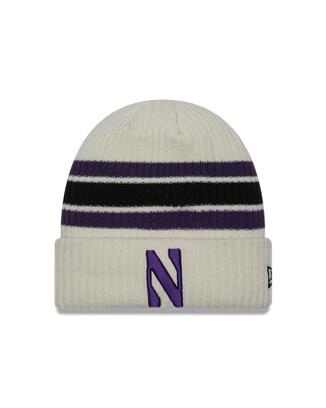 Men's Northwestern Wildcats New Era Off White Vintage Cuffed Knit Hat