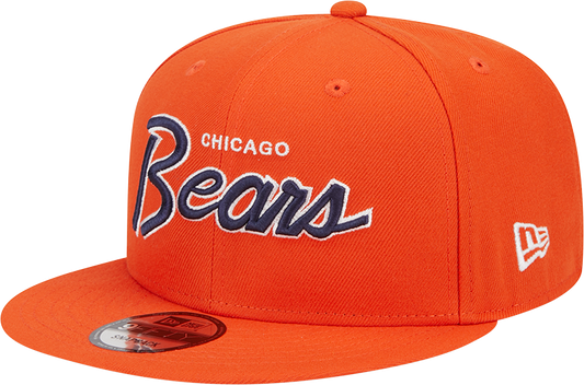 Chicago Bears New Era Orange Script 9FIFTY Adjustable Snapback Hat - Pro Jersey Sports
