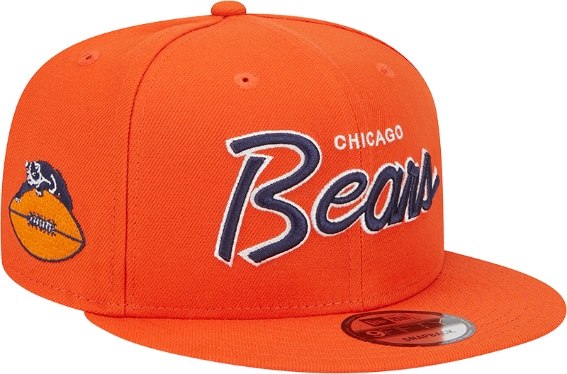 Chicago Bears New Era Orange Script 9FIFTY Adjustable Snapback Hat - Pro Jersey Sports