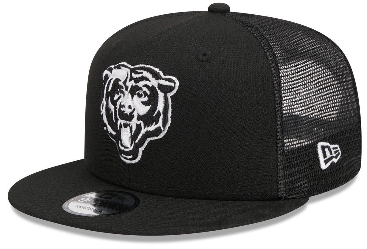 Chicago Bears New Era Primary Black and White Trucker 9FIFTY Snapback Hat - Pro Jersey Sports