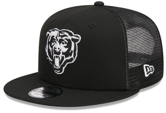 Chicago Bears New Era Primary Black and White Trucker 9FIFTY Snapback Hat - Pro Jersey Sports