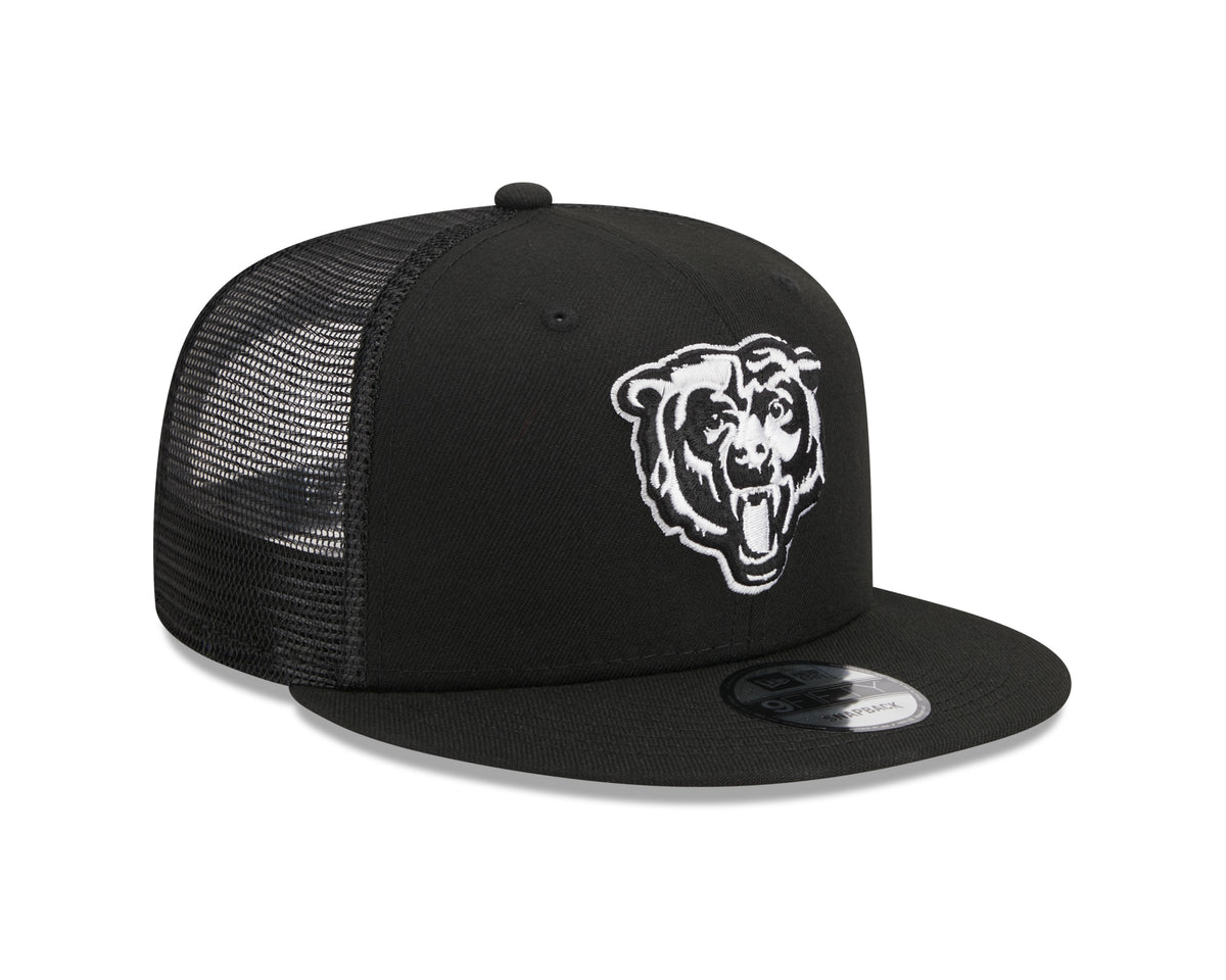 Chicago Bears New Era Primary Black and White Trucker 9FIFTY Snapback Hat - Pro Jersey Sports
