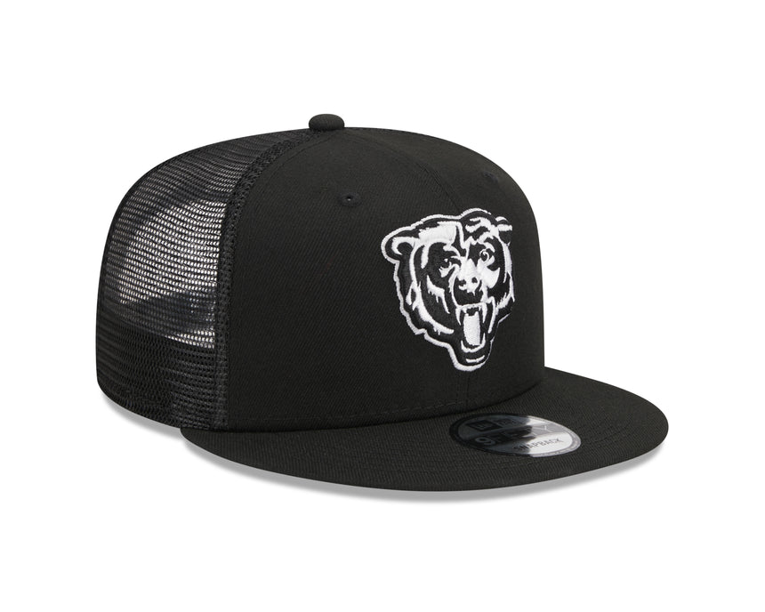 Chicago Bears New Era Primary Black and White Trucker 9FIFTY Snapback Hat - Pro Jersey Sports