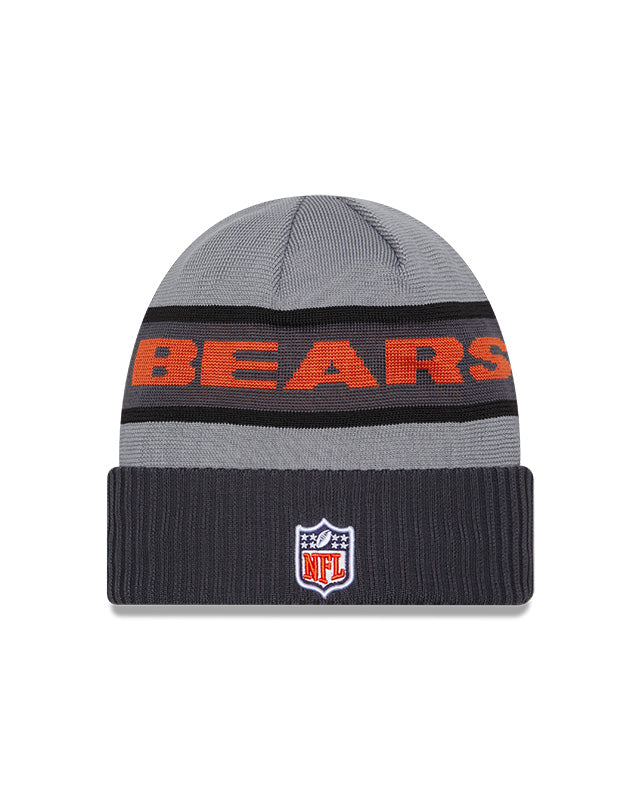 Men's Chicago Bears New Era Gray/Black 2023 Sideline Tech Cuffed Knit Hat