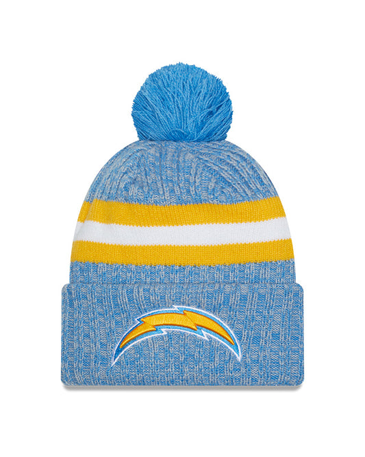 Men's Los Angeles Chargers New Era Blue 2023 Sideline Cuffed Knit Hat With Pom