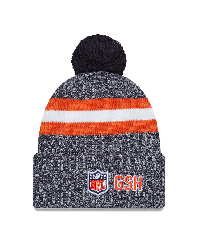 Men's Chicago Bears New Era Navy Alternate Logo 2023 Sideline Cuffed Knit Hat With Pom