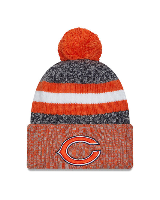 Men's Chicago Bears New Era Orange 2023 Sideline Cuffed Knit Hat With Pom