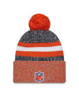 Men's Chicago Bears New Era Orange/Navy 2023 Sideline Cuffed Knit Hat With Pom - Pro Jersey Sports