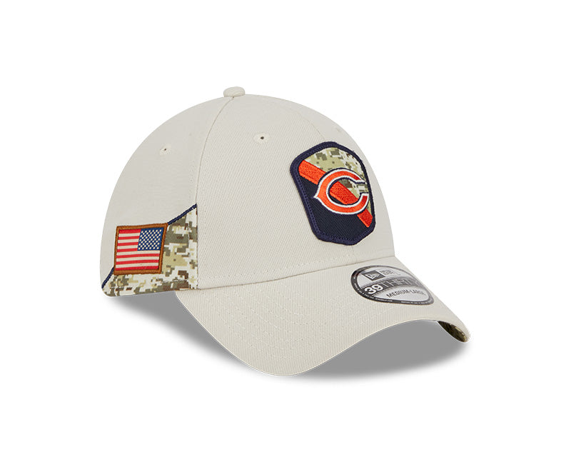 Men's Chicago Bears New Era Stone 2023 Salute to Service Secondary Logo 39THIRTY Flex Hat