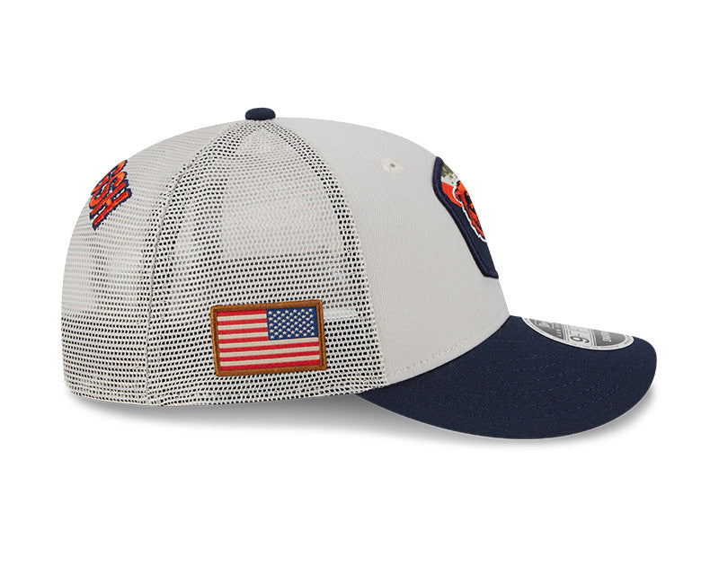 Men's Chicago Bears 2023 Salute To Service Primary Logo Stone/Navy Low Profile 9FIFTY Mesh Snapback Hat