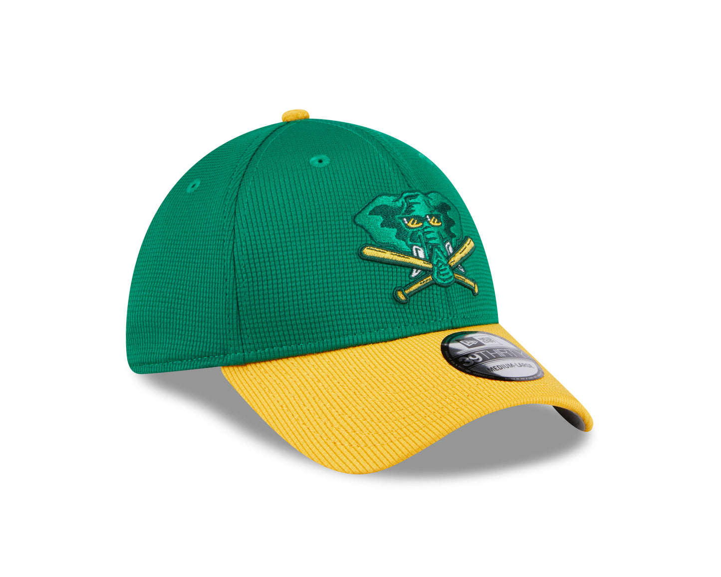 Men's Oakland Athletics New Era 2024 Batting Practice Green/Yellow 39THIRTY Flex-Fit Hat