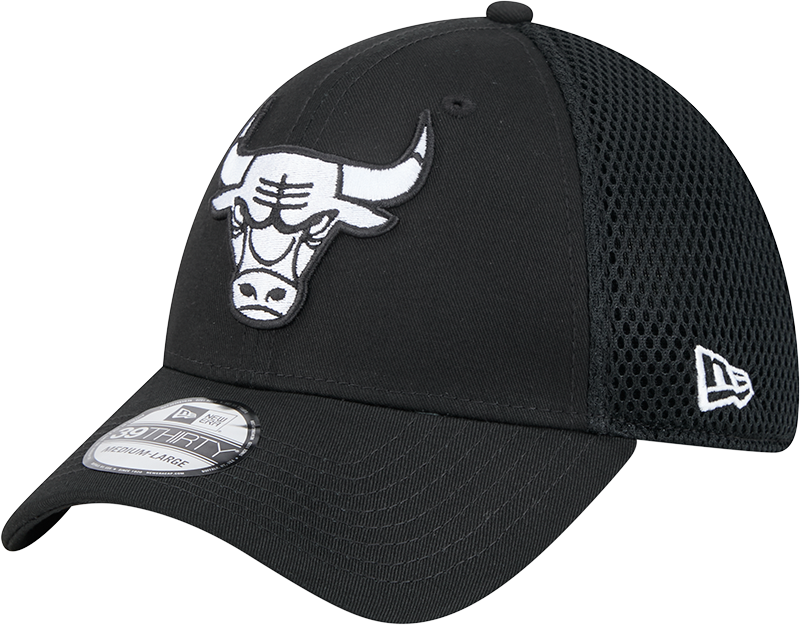 Men’s Chicago Bulls New Era Black and White Neo 39THIRTY Flex Fit Hat